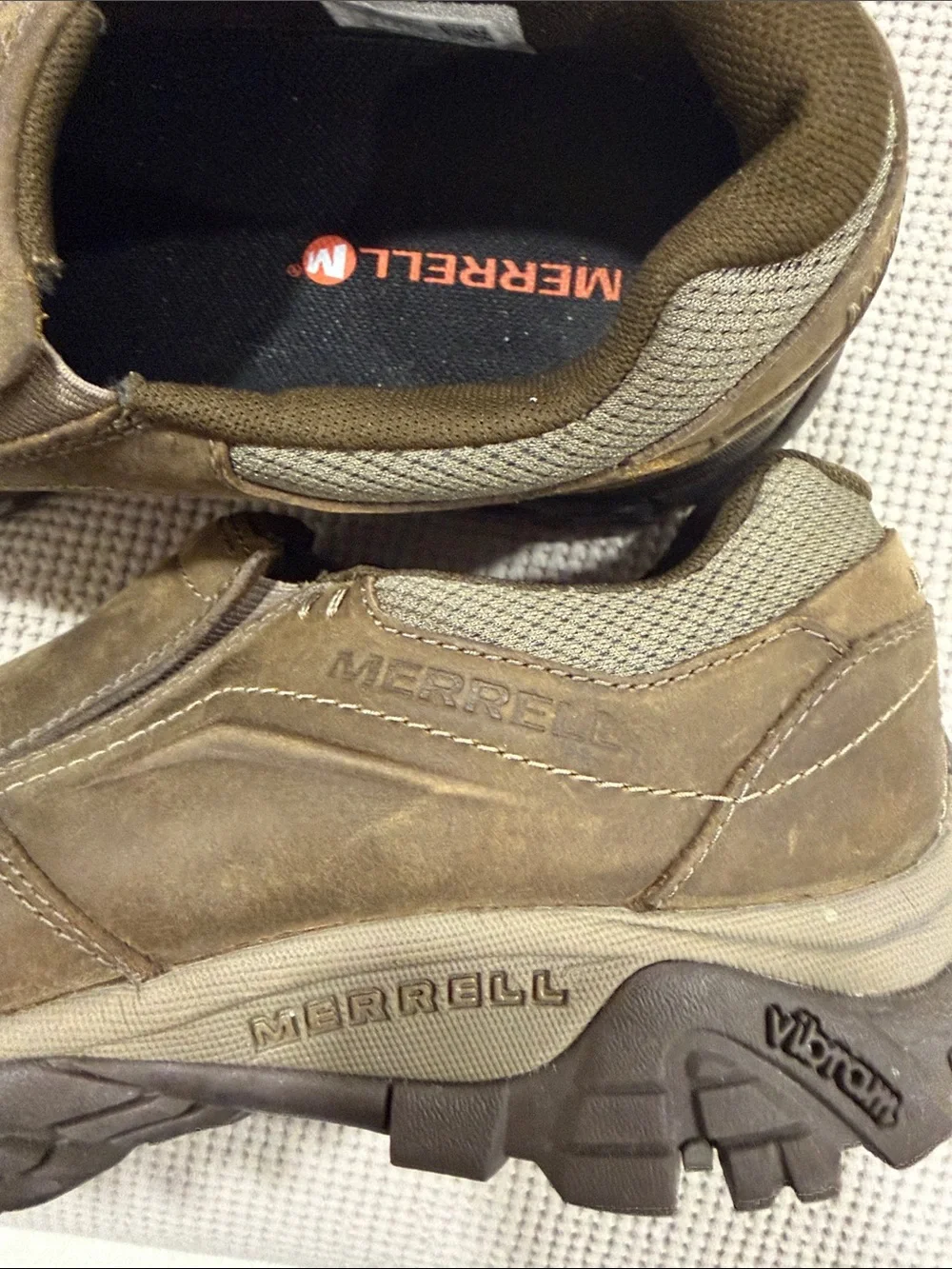 Merrell Men's Olive Brown Slip-On Leather Trail Shoes